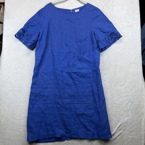 Chico's Linen Shift Dress Women's 8 Blue Knee Length Office Career Casual